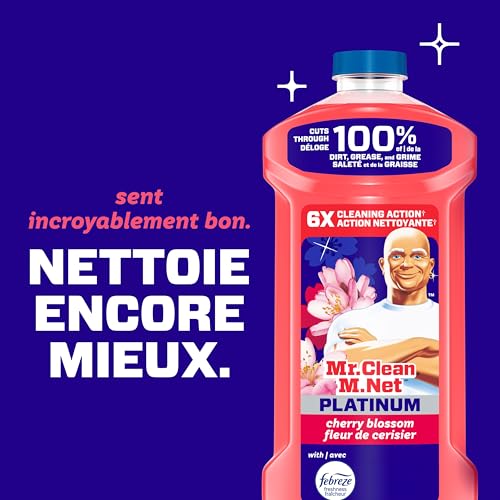 Mr. Clean All Purpose Cleaner, Mop Soap, Floor Cleaner for Mopping Home, Bathroom, & Kitchen, Cleaning Liquid for Mop & Bucket, Cherry Blossom, 4.8L (pack of 4)