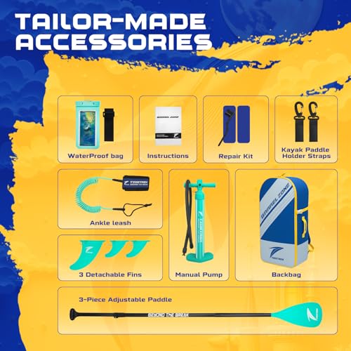 TIDETREK 11'/11'6" x 33"/34" x 6" Inflatable SUP Paddle Board – Extra-Wide, Stable Stand Up Paddle Board with Premium Full Accessory Set for Adults & Youth (Whale Dream, 11'x33 x6)