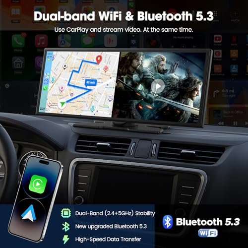 LAMTTO 11'' Carplay Screen for Car with YouTube TikTok and Backup Camera | Built-in Entertainment Video, Upgraded Wireless Car Play and Android Auto Navigation, Voice Assistant for iOS 10+ Android 11+
