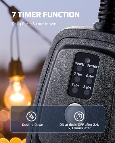 DEWENWILS Outdoor Timer for Lights, 100FT Remote Control with 2 Outlets