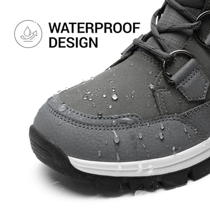 DREAM PAIRS Women's Waterproof Winter Snow Boots,Dark/Grey,7 | Non-Slip,Warm Cozy Fur,Comfortable,Insulated,Mid Calf,Lace Up,for Outdoor Hiking and Daily Walking