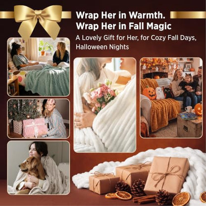 Bedsure Throw Blankets Room Decor - Women Birthday Gift, Soft Fluffy Fleece Cozy Fuzzy Plush Warm White Blanket for Couch Sofa Bed, Bedroom Livingroom Decor, 50x60