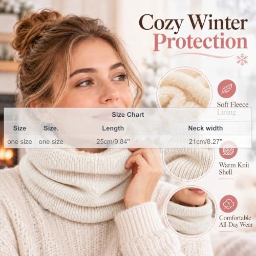 Winter Neck Warmer Fleece Lined Neck Gaiter Men Women Ski Gaiters | Soft Thick Fleece Lined Neck Gaiter, Unisex Thick Windproof Scarves, Warm Winter Face Cover Ski Gaiter for Cold Weather