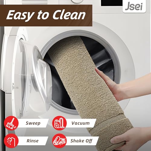 JSEI Non-Slip Bathroom Rugs, 2PCS Non-Slip, 20"x32"+20"x48", Beige