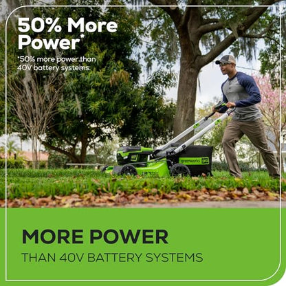 Greenworks 60V 21" Cordless Lawn Mower – 5.0Ah Battery & Rapid Chargerr(75+ Tool Compatibility, 60Min Runtime)
