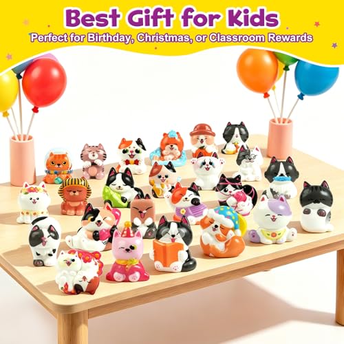 FUNNYB&G Squishy Toys Set for Kids - 24 Pack Cat Squishies Toys, Party Favors for Kids, Soft Stress Relief Toys, Classroom Prizes, Goodie Bag Fillers, Baskets Stuffers, Birthday Gifts for Boys Girls