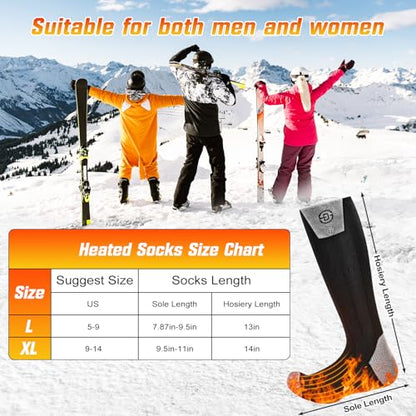 Heated Socks,7000mAh Battery Rechargeable Heated Socks for Men Women | Electric Heated Socks with App Control, Washable Foot Warmer for Outdoor Work, Hunting, Skiing, Hiking, Fishing, Camping XL