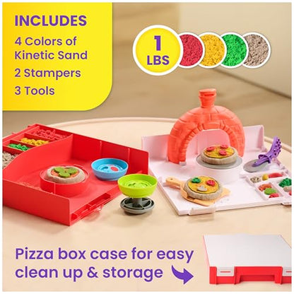 Kinetic Sand SquishPizza Playset, Moldable Play Sand Sensory Toys, Ages 5+