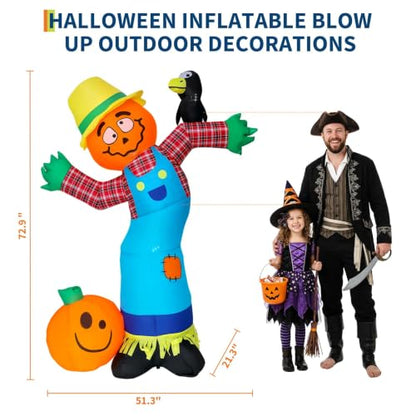 WildVenture Halloween Decoration Outdoor Inflatable-6FT Pumpkin Scarecrow