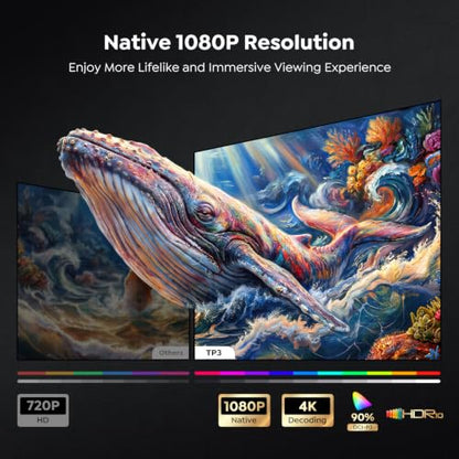 Smart Projector 4K【Upgraded Google TV 14.0 & Dolby】Short Throw Mini Projectors with Auto Focus & Keystone|Compatible with Netflix|HDR10,Portable Outdoor Projecteur with WiFi & Bluetooth for Movie/Home