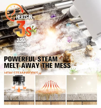 Handheld Steam Cleaner for Home, 3s Instant Heat Pressurized Steamer