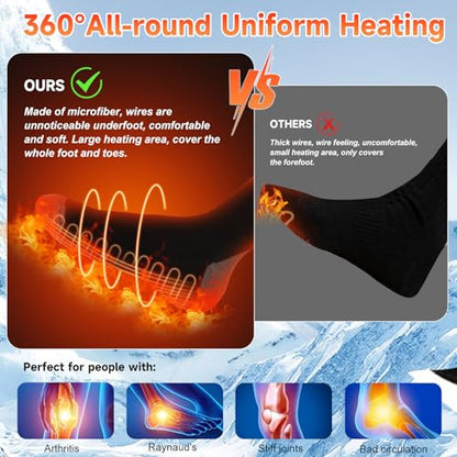 Heated Socks with Rechargeable 7000mAh*2 Battery for Men Women, X-Large