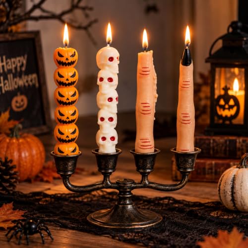 Halloween Candles, Pumpkin Skull Finger Ghost Candle Set, Halloween Decor!
