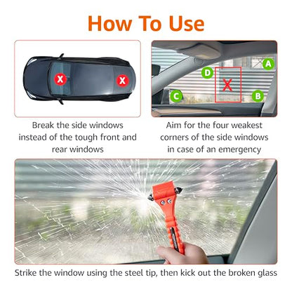 Amazon Basics Emergency Seat Belt Cutter and Window Hammer Tool, Car Accessories, 2 Pack