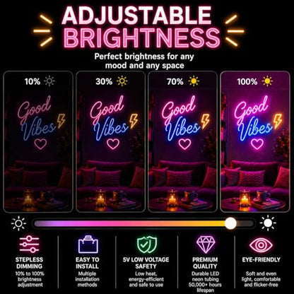 TIRXUIND Custom Neon Sign, Personalized LED Light Up Sign with Name, Text or Logo Customizable Neon Wall Decor for Wedding Birthday Bar Salon Beauty Room or Business Decoration