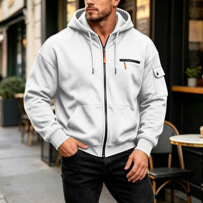 Sweatshirts for Men Full Zip Casual Oversized Pullover Hoodie 2026 White