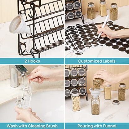 Vtopmart 4-Tier Spice Rack Organizer with 28 Pcs Spice Jars, Black
