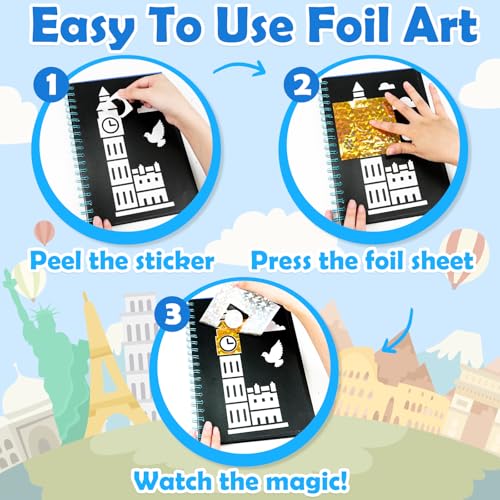 FUNNYB&G Foil Art Kit, Kids Crafts, Gifts for Girls Ages 4-8