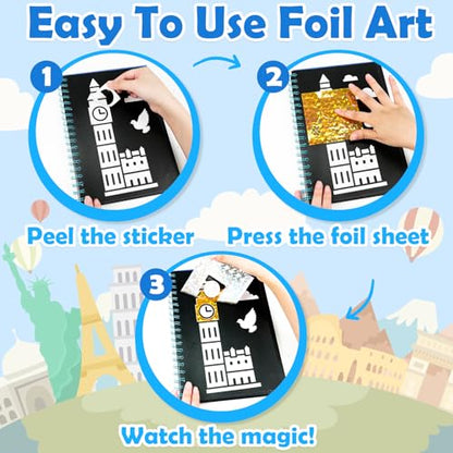 FUNNYB&G Foil Art Kit, Kids Crafts, Gifts for Girls Ages 4-8