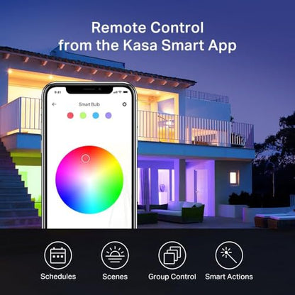 Kasa Multicolor Smart Wi-Fi Light Bulbs KL125P4, A19, 4-Pack