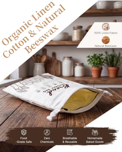 2 Pack Reusable Beeswax Bread Bags for Sourdough & Homemade Bread