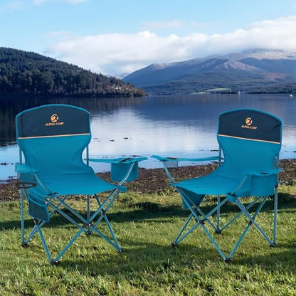 HIGH POINT SPORTS 2 Pack Camping Chair for Adults Support 250 lbs Blue
