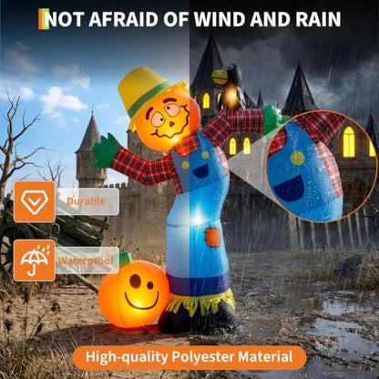 WildVenture Halloween Decoration Outdoor Inflatable-6FT Pumpkin Scarecrow