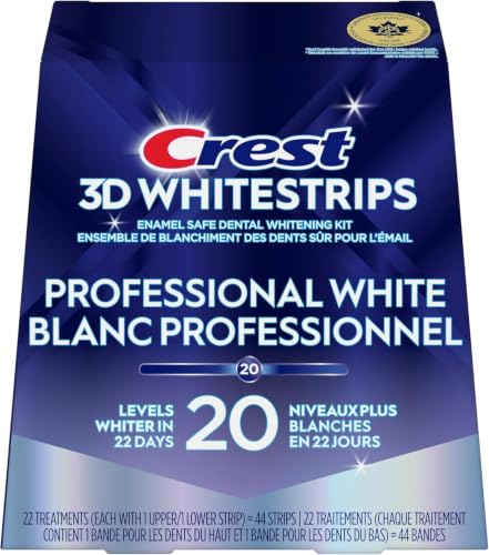 Crest 3D Whitestrips Professional White At-Home Teeth Whitening Kit, 22 Treatments, 20 Levels Whiter