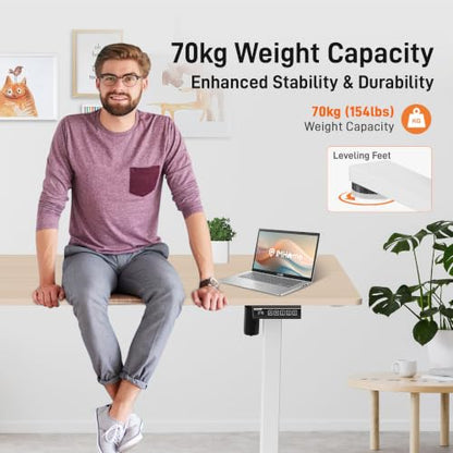 IMHome Standing Desk, 47x24 Inch Height Adjustable Electric Desk, Ivory