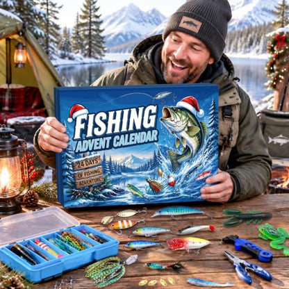 MOVINPE Fishing Advent Calendar 2026 Adult，Lures Gift with Tackle Box
