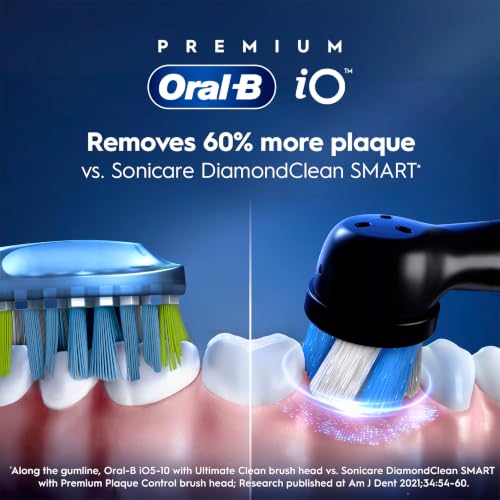 Oral-B iO Deep Clean + Protect Rechargeable Electric Toothbrush, White with Visible Pressure Sensor, 5 Cleaning Settings, 2 Min Timer, an iO Series 7 Toothbrush, 2 Replacement Brush Heads, and Charging Travel Case