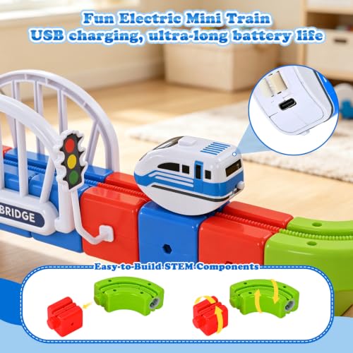 Electric Train Set 3D Track STEM Toy Toddler Gifts for 3-8 Boys Girls