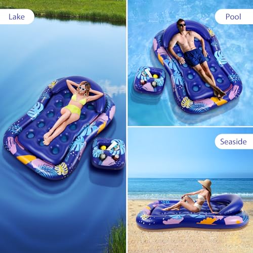MoKo Inflatable Pool Floats Adult, Water Lounger Raft with Cup Holders