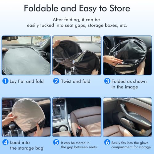 RECCI 240T Laser Reflective Windshield Sun Shade, Heat & UV Protection