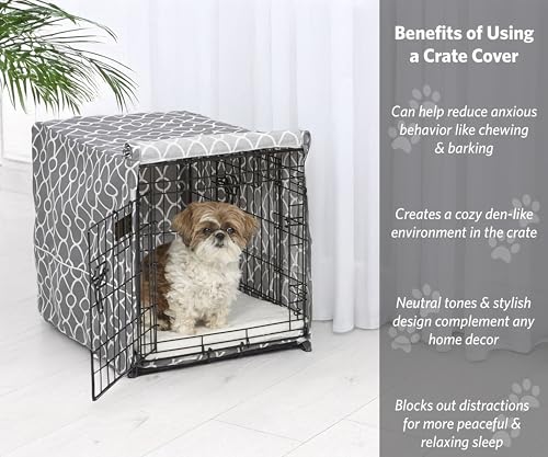 MidWest Homes for Pets Dog Crate Cover with Teflon Fabric Protector, Privacy Crate Cover Fits Midwest and New World 60.96cm Long Dog Crates, Machine Wash and Dry, CVR24T-GY