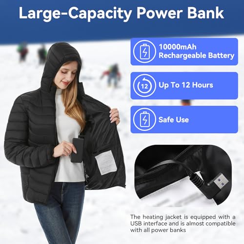 CHANGEOWN Heated Jackets for Women & Men, Dual-Control 15 Heating Zones Unisex Heating Jacket Coat with Battery, 3 Heating Levels Windproof & Waterproof Heating Jacket for Winter Outdoor, X-Large