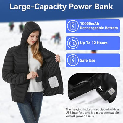 CHANGEOWN Heated Jackets for Women & Men, Dual-Control 15 Heating Zones Unisex Heating Jacket Coat with Battery, 3 Heating Levels Windproof & Waterproof Heating Jacket for Winter Outdoor, Medium