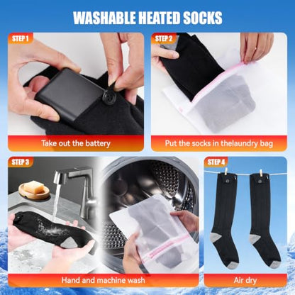 APP Heated Socks for Men Women, Rechargeable Electric 7000mah Skiing | Smart APP+Button, 7000mAh Rechargeable Battery, 4 Heat Settings Up to 158°F, Heated Socks for Hunting Camping Outdoor Work