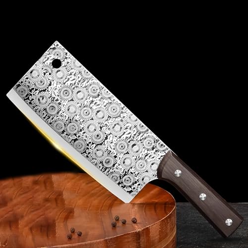 Japan Knife, Hand Forged Meat Cleaver Knife Japanese Kitchen Knife with Sheath Cooking Butcher Knife for Meat Cutting Vegetable Cleaver for Kitchen, Camping Thanksgiving Easter Christmas Gifts