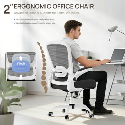 Office Chair, Ergonomic Desk Chair with Adjustable Lumbar Support & Seat Height, High Back Mesh Computer Chair with Flip-up Armrests Task Chairs