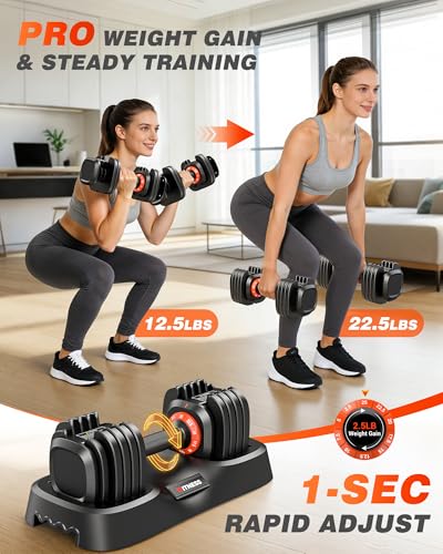 Rendpas Adjustable Dumbbells Set of 2, Quick-Lock Free Weights