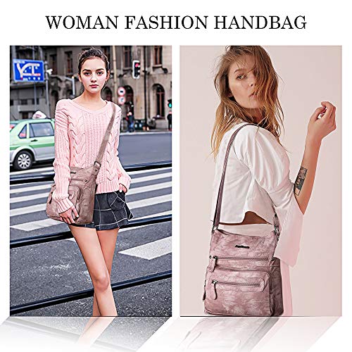 Angel Barcelo Crossover Purse and Handbags Crossbody Bags for Women,Ultra Soft Leather Neatpack Bag Shoulder Purses for Girl (D.PINK)