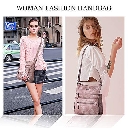 Angel Barcelo Crossover Purse and Handbags Crossbody Bags for Women,Ultra Soft Leather Neatpack Bag Shoulder Purses for Girl (D.PINK)