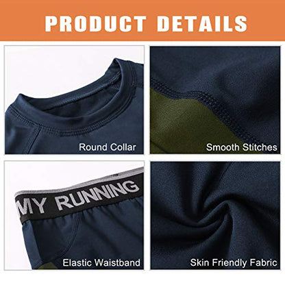 MEETYOO 2/4 PCS Boys Thermal Underwear Set,Lined Compression Base Layer for Boy, Fleece Lining Winter Long Johns for Kids Blue