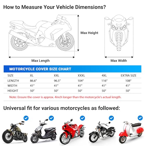 Favoto Motorcycle Cover Waterproof Outdoor Storage Oxford Fabric