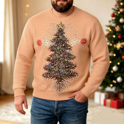 Ugly Christmas Sweatshirt for Men Fake Santa Print Long Sleeve Crew Neck Pullover Tops Funny Holiday Novelty Clothes Men Sweatshirt Large Khaki