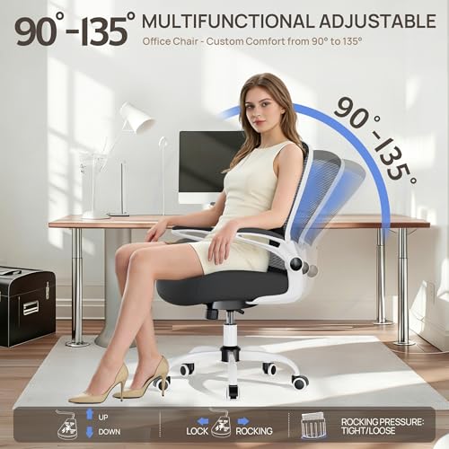 Office Chair, Ergonomic Desk Chair with Adjustable Lumbar Support & Seat Height, High Back Mesh Computer Chair with Flip-up Armrests Task Chairs