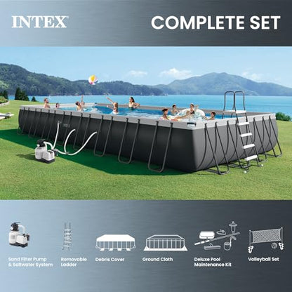 INTEX 26377EH Ultra XTR Deluxe Rectangular Above Ground Swimming Pool Set: 32ft x 16ft x 52in – Includes 2650 GPH Sand Filter Pump – Saltwater System – SuperTough Puncture Resistant – Rust Resistant