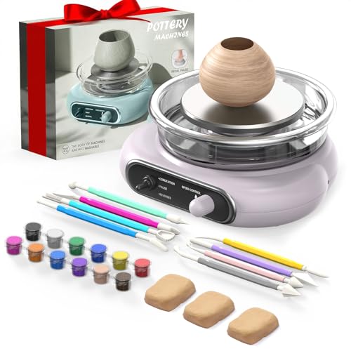 Alldeer Mini Pottery Wheel Kit - 4.7" Electric Clay Wheel with Foot Pedal, Adjustable Speed & Forward/Reverse Rotation Ceramic Wheel, Tiny Clay Spinner for Adults and Beginners (Grayish Purple)