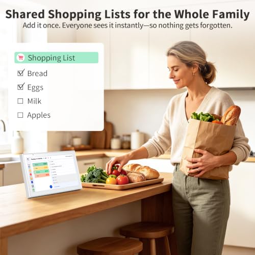 Digital Calendar, 10.1" Smart Touchscreen Electronic Family Calendar Organizer with Calendar Sync, Chore Chart, Meal Planner, To-Do Lists & Digital Photo Frame, Wall or Desk Mountable
